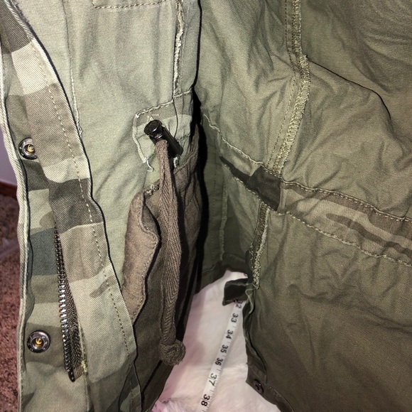 A.n.a Camouflage Full Zip Cargo Jacket Medium Green Brown - Picture 9 of 9